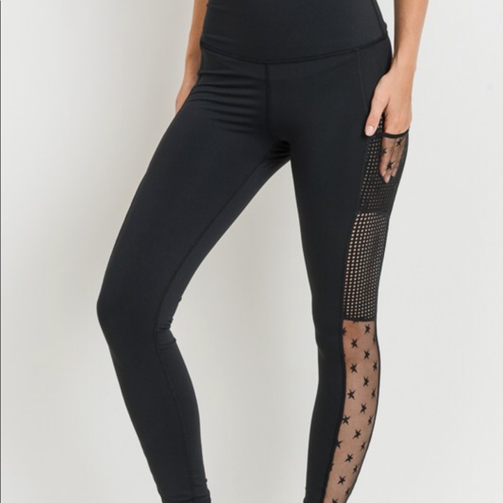 Black Starburst Full Leggings NWT